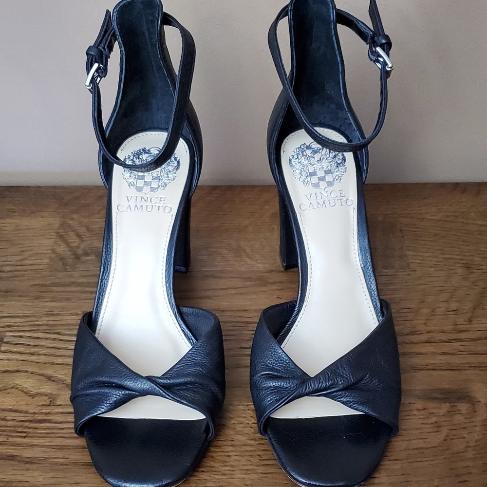 Vince Camuto black leather heels